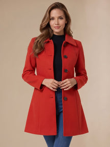 Women's Button-Front A-Line Winter Coat | Marie in Gray - Juana Fashion