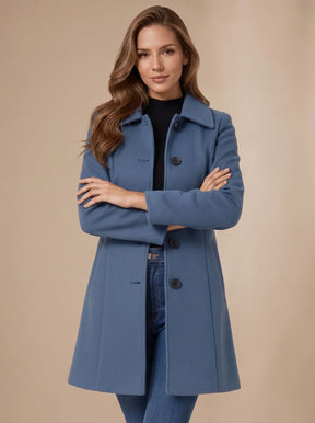 Women's Button-Front A-Line Winter Coat | Marie in Gray - Juana Fashion