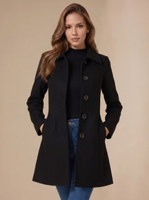 Women's Button-Front A-Line Winter Coat | Marie in Gray - Juana Fashion