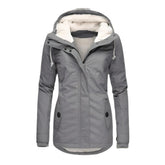 Women's Hooded Parka with Sherpa Lining | Annika in Gray - Juana Fashion