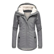 Women's Hooded Parka with Sherpa Lining | Annika in Gray - Juana Fashion