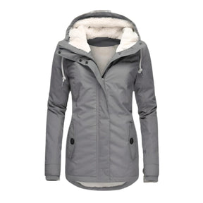 Women's Hooded Parka with Sherpa Lining | Annika in Gray - Juana Fashion