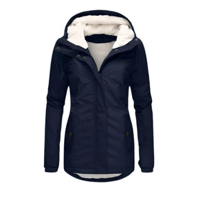 Women's Hooded Parka with Sherpa Lining | Annika in Gray - Juana Fashion