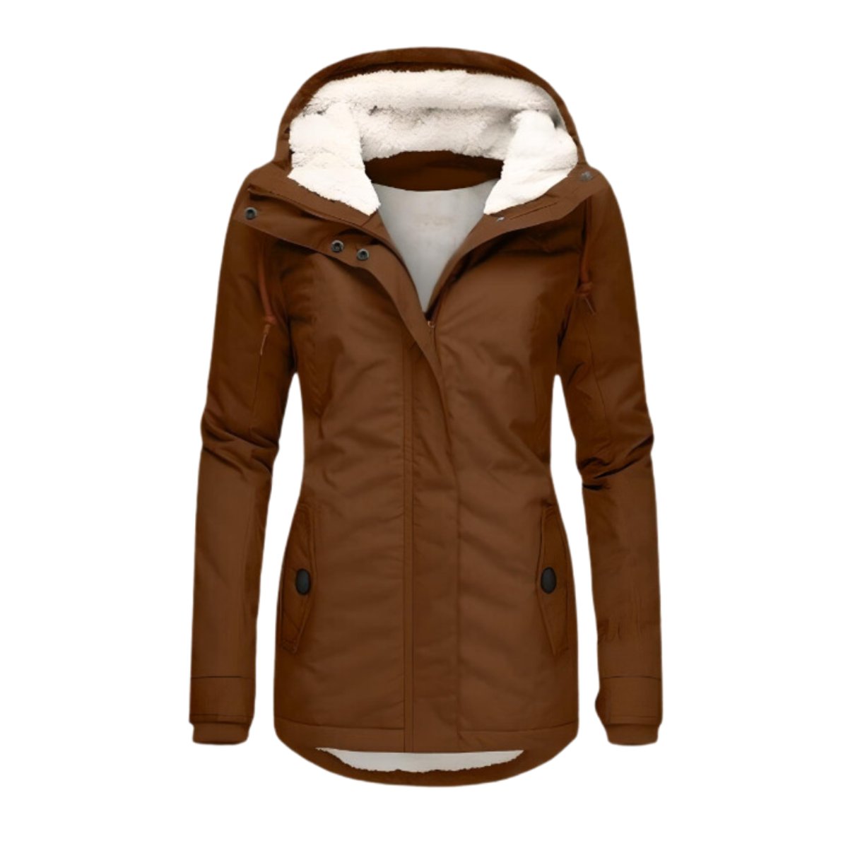 Women's Hooded Parka with Sherpa Lining | Annika in Gray - Juana Fashion
