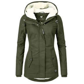 Women's Hooded Parka with Sherpa Lining | Annika in Gray - Juana Fashion