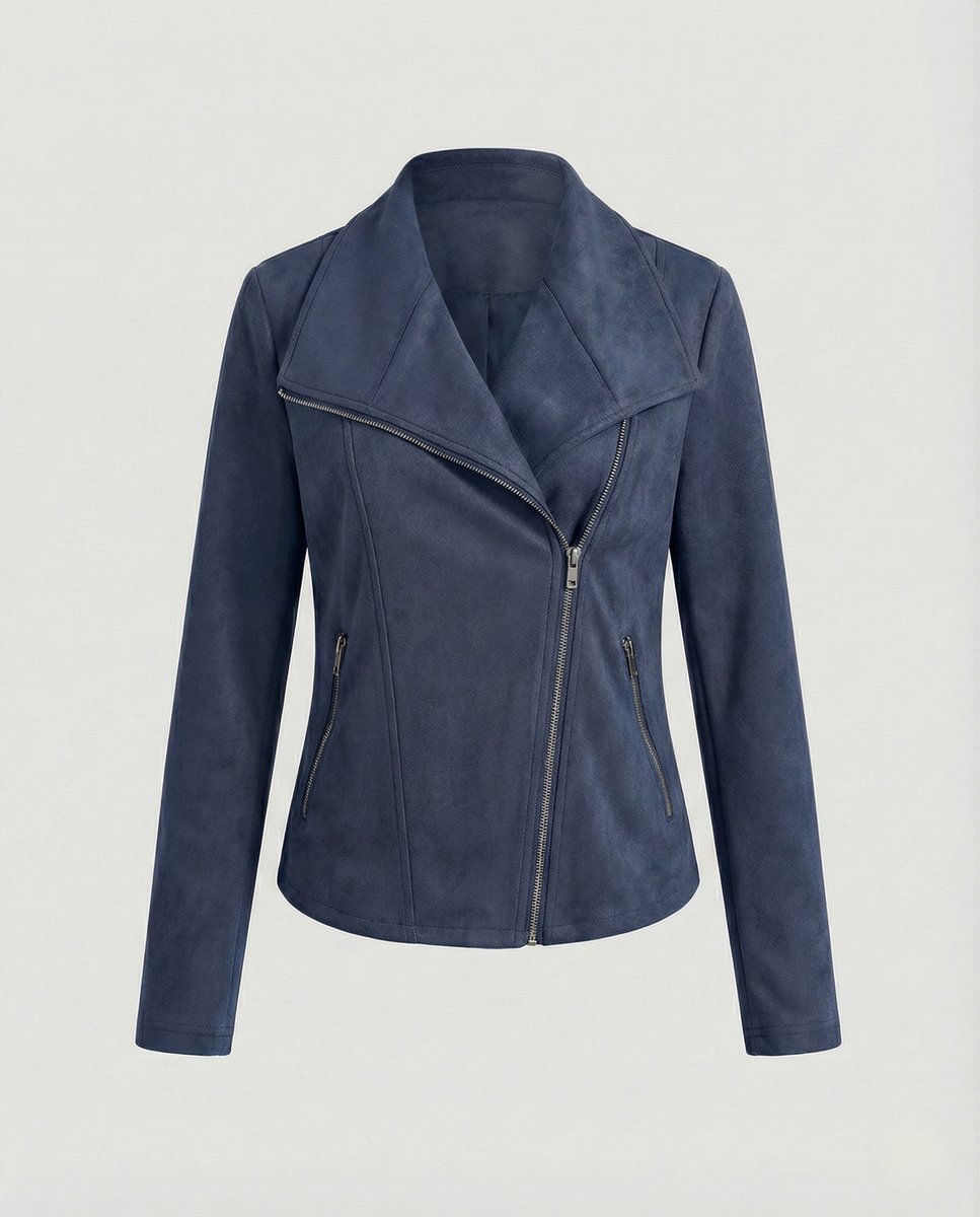 Women's Faux Suede Biker Jacket | Nora in Black - Juana Fashion