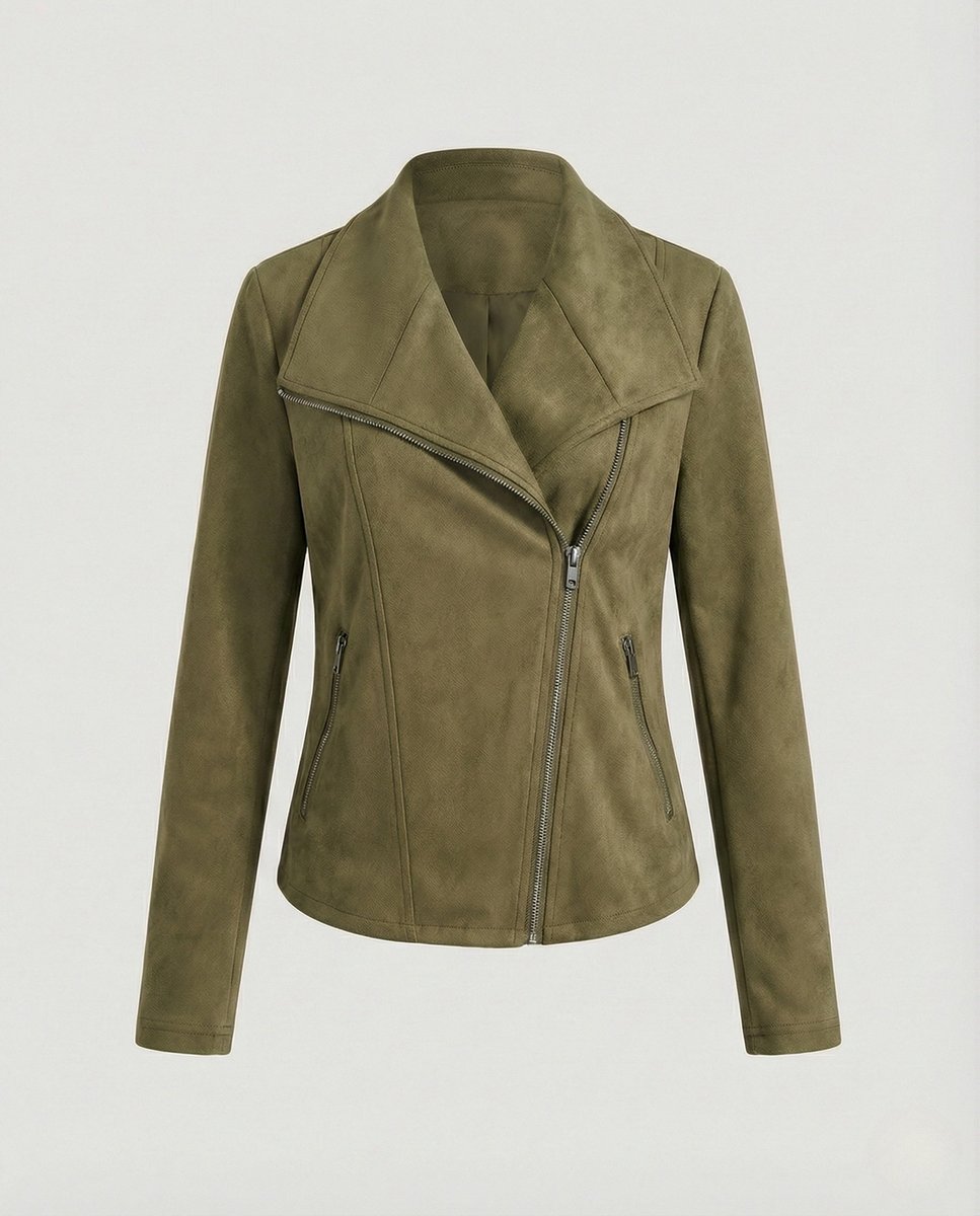 Women's Faux Suede Biker Jacket | Nora in Camel - Juana Fashion