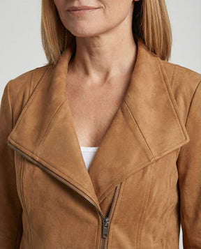 Women's Faux Suede Biker Jacket | Nora in Apricot - Juana Fashion