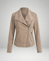 Women's Faux Suede Biker Jacket | Nora in Apricot - Juana Fashion