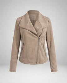 Women's Faux Suede Biker Jacket | Nora in Apricot - Juana Fashion