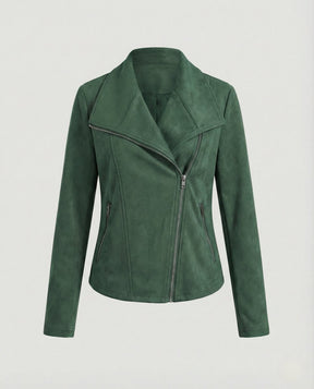 Women's Faux Suede Biker Jacket | Nora in Black - Juana Fashion