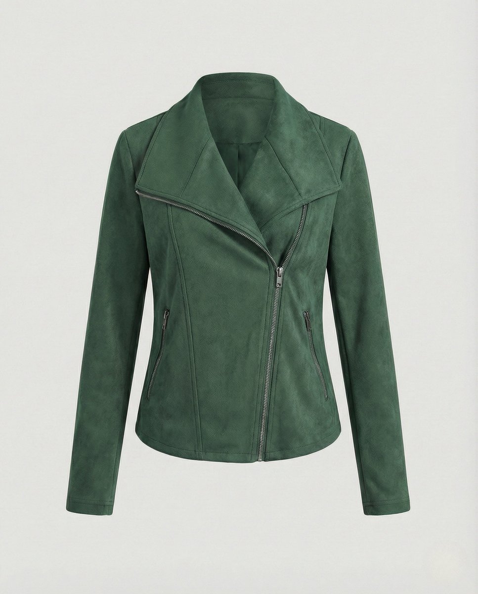 Women's Faux Suede Biker Jacket | Nora in Black - Juana Fashion