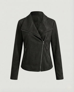 Women's Faux Suede Biker Jacket | Nora in Black - Juana Fashion