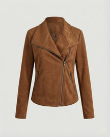 Women's Faux Suede Biker Jacket | Nora in Camel - Juana Fashion