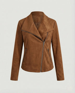 Women's Faux Suede Biker Jacket | Nora in Camel - Juana Fashion