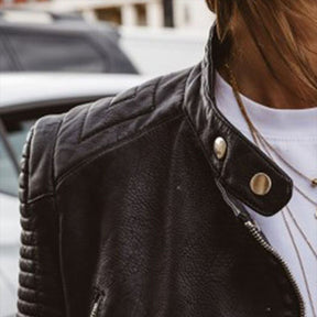 Women's Tailored Genuine Leather Biker Jacket | Katharina - Juana Fashion