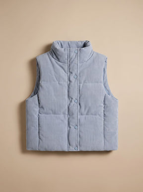 Women's Cropped Corduroy Snap-Front Vest | Marie in Pink - Juana Fashion
