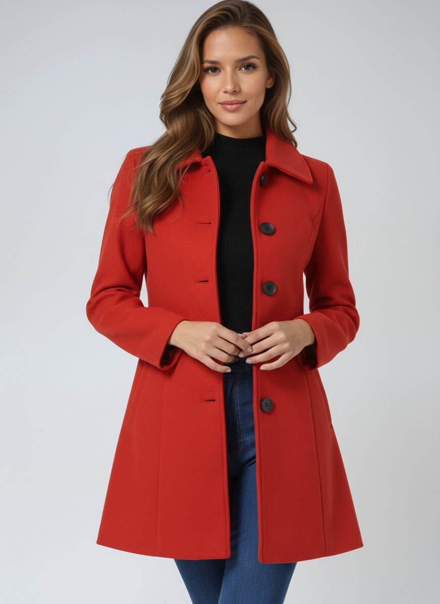Women's Long Single-Breasted Coat with Lapels | Emilia in Black - Juana Fashion