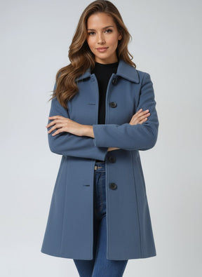 Women's Long Single-Breasted Coat with Lapels | Emilia in Black - Juana Fashion