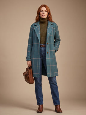 Women's Tailored Plaid Winter Coat | Elfriede in Dark Green - Juana Fashion