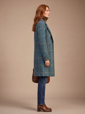 Women's Tailored Plaid Winter Coat | Elfriede in Dark Green - Juana Fashion