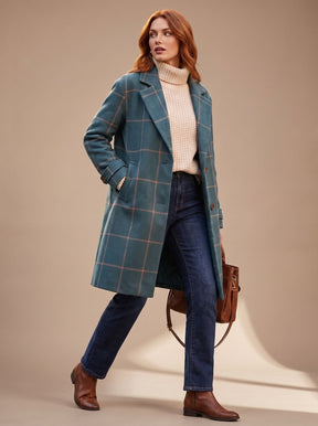 Women's Tailored Plaid Winter Coat | Elfriede in Dark Green - Juana Fashion