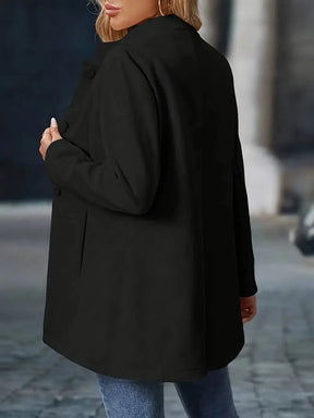 Women's Fitted Blazer Coat with Stand Collar | Marie in Black - Juana Fashion