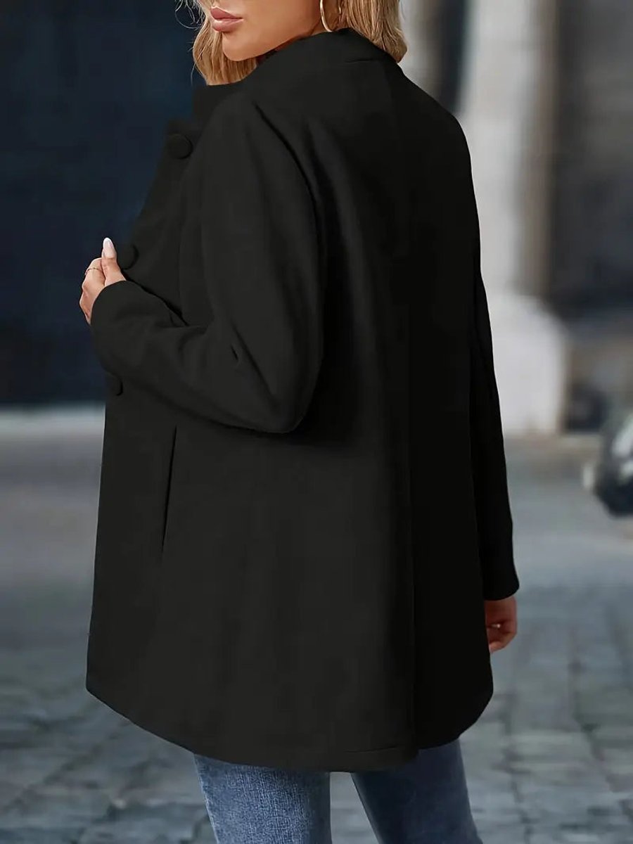 Women's Fitted Blazer Coat with Stand Collar | Marie in Black - Juana Fashion
