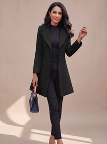 Women's Tailored Trench Coat with Lapels | Hannah in Black - Juana Fashion