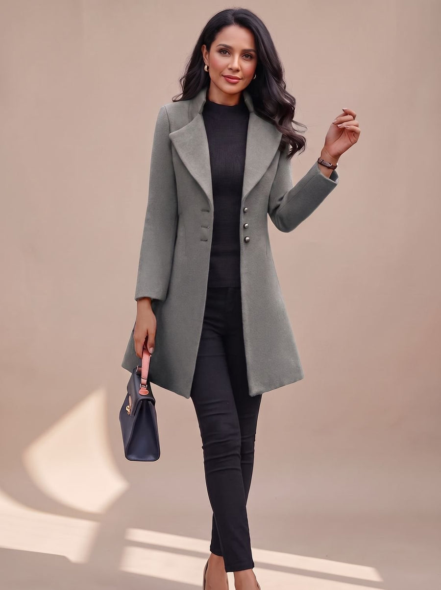 Women's Tailored Trench Coat with Lapels | Hannah in Black - Juana Fashion