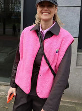 Women's Fleece Vest | Clara in Rose Red - Juana Fashion