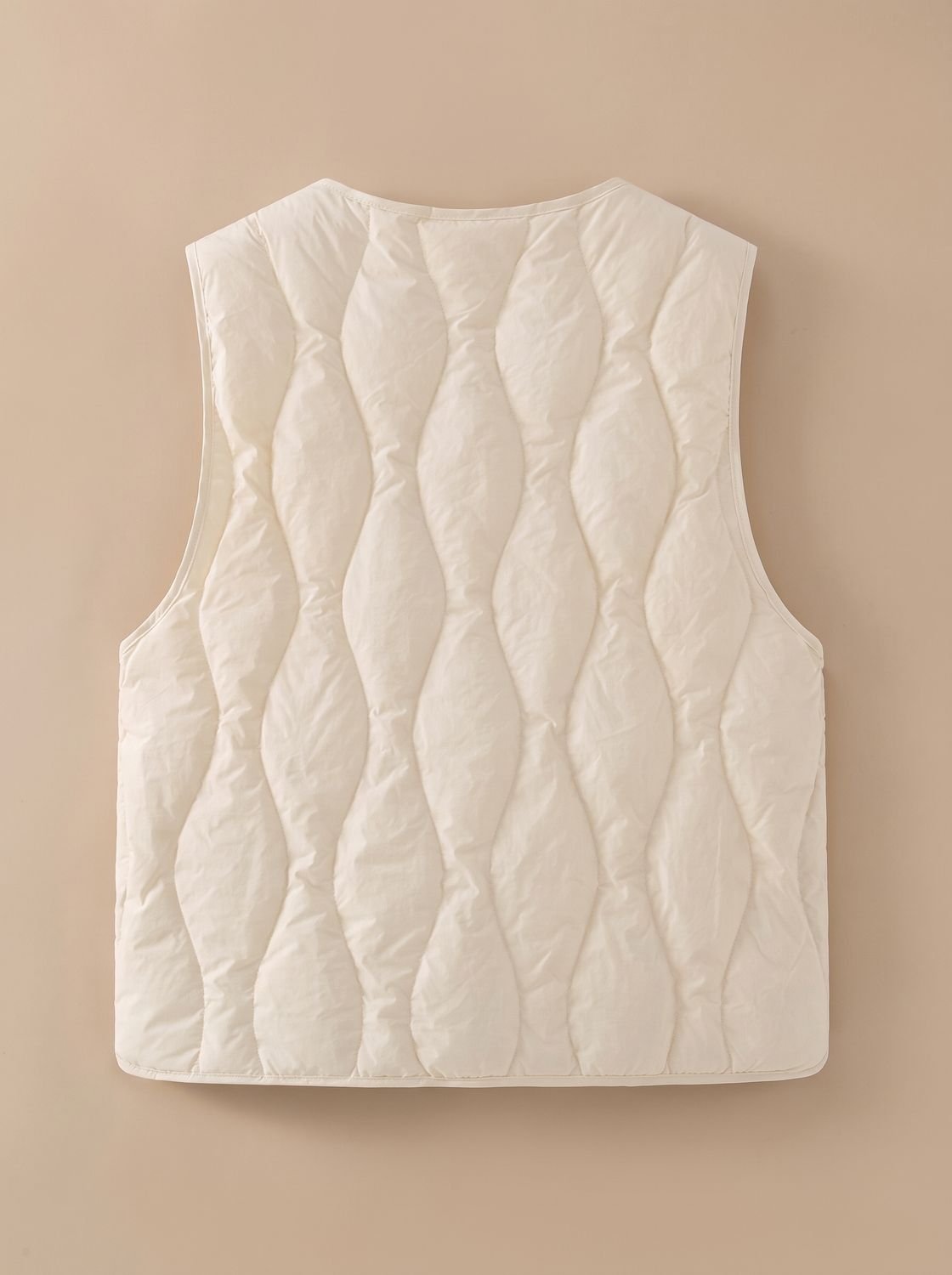 Women's Insulated Quilted V-Neck Vest | Elfriede in White - Juana Fashion
