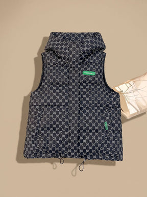 Women's Patterned Hooded Quilted Vest | Marlene in Houndstooth - Juana Fashion