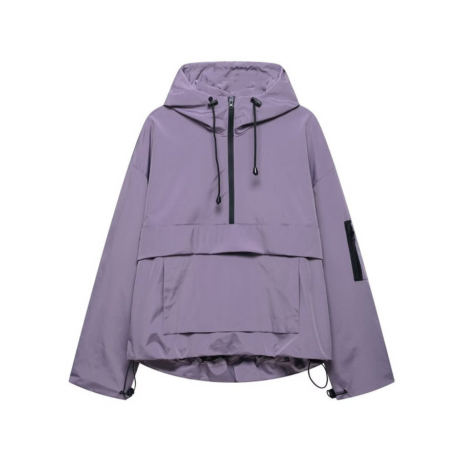 Women's Water-Repellent Hooded Anorak | Elisabeth in Black - Juana Fashion