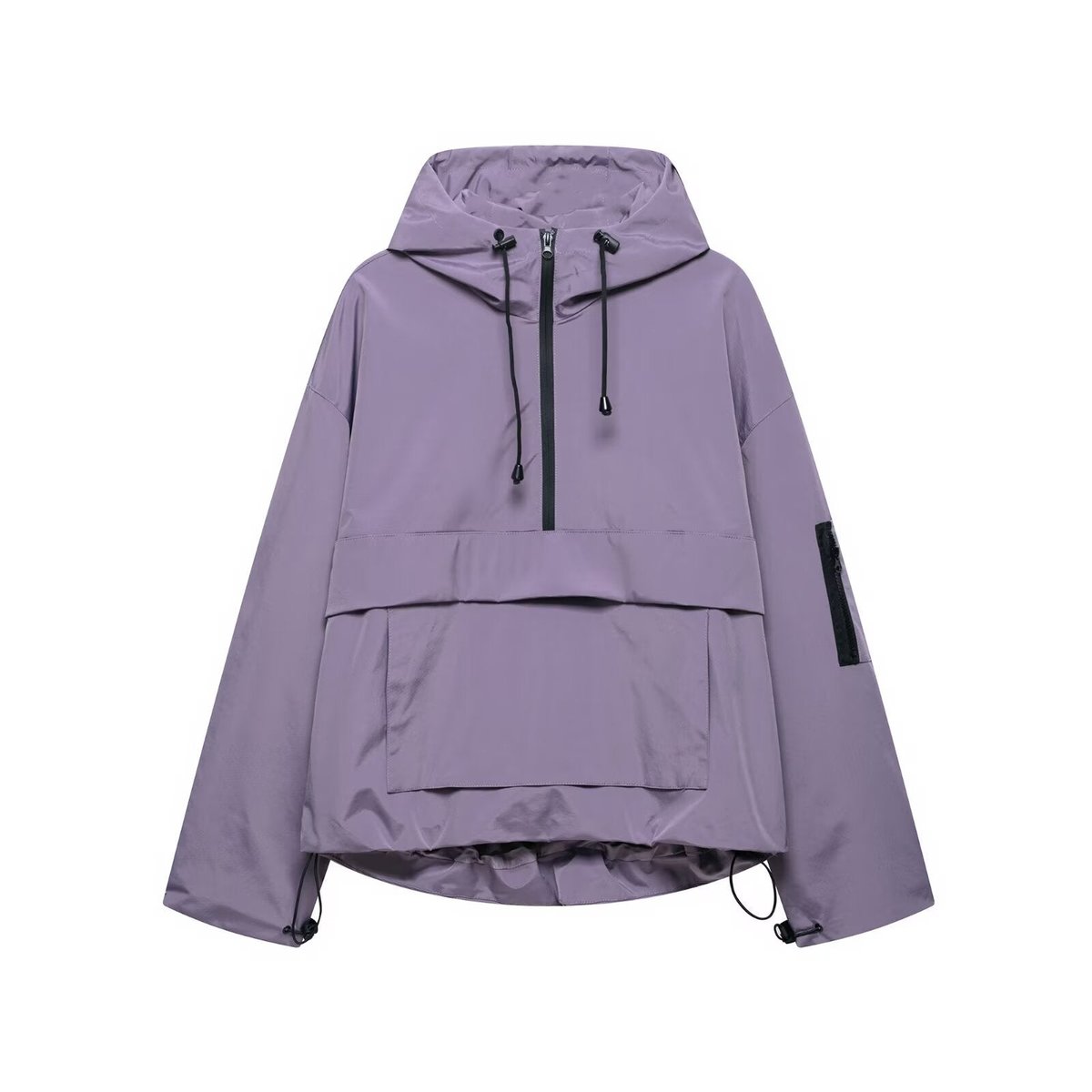 Women's Water-Repellent Hooded Anorak | Elisabeth in Black - Juana Fashion