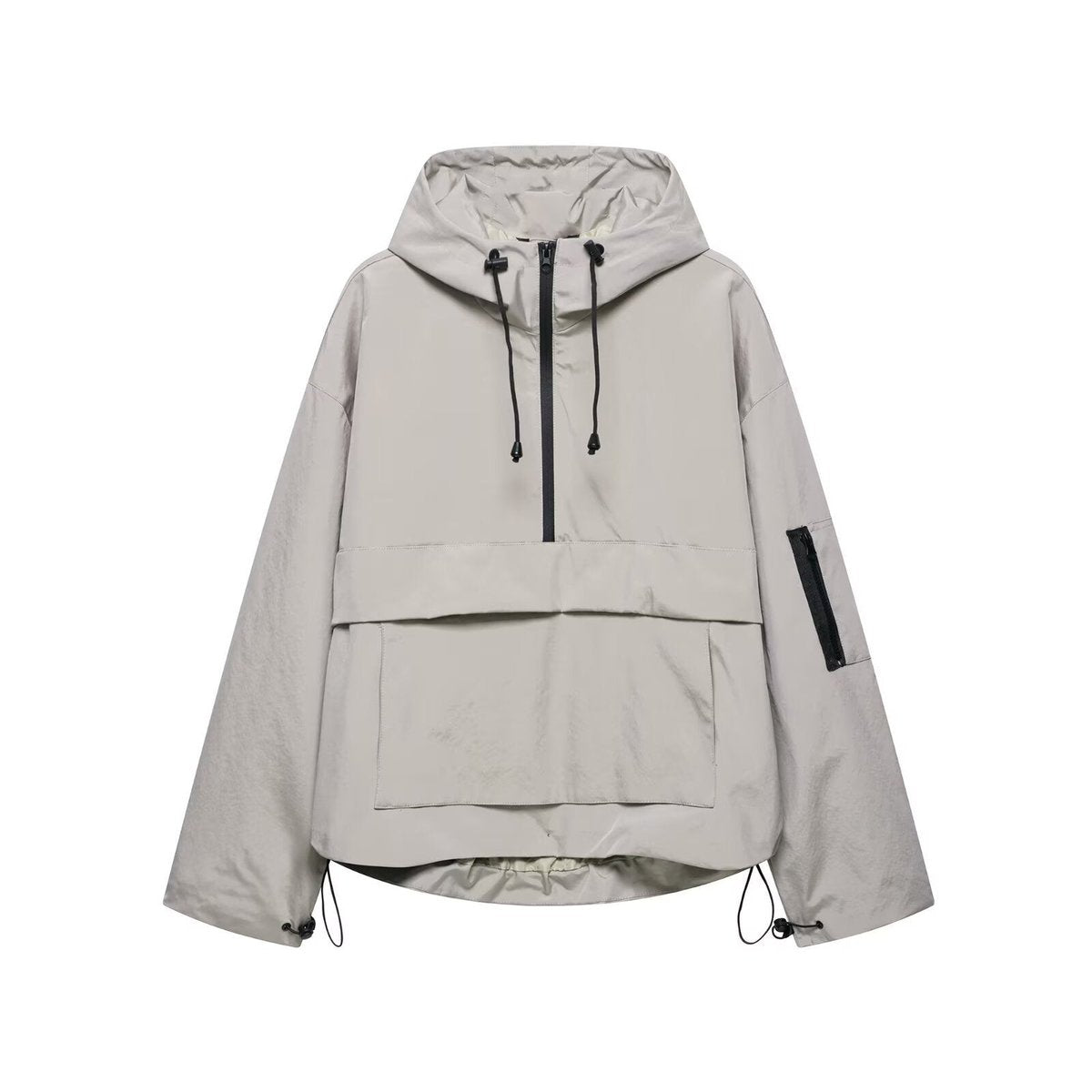 Women's Water-Repellent Hooded Anorak | Elisabeth in Black - Juana Fashion