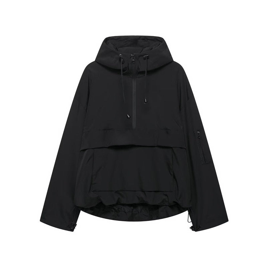 Women's Water-Repellent Hooded Anorak | Elisabeth in Black - Juana Fashion