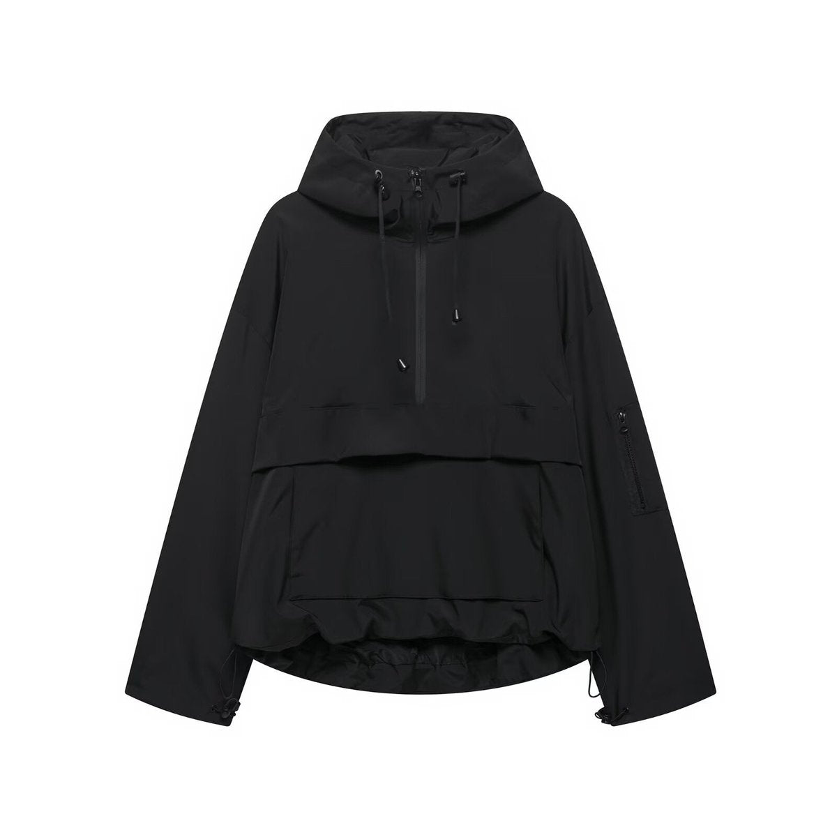 Women's Water-Repellent Hooded Anorak | Elisabeth in Black - Juana Fashion