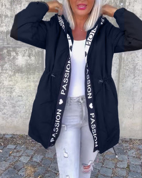 Women's Mid-Thigh Hooded Coat with Adjustable Fit | Johanna in Gray - Juana Fashion