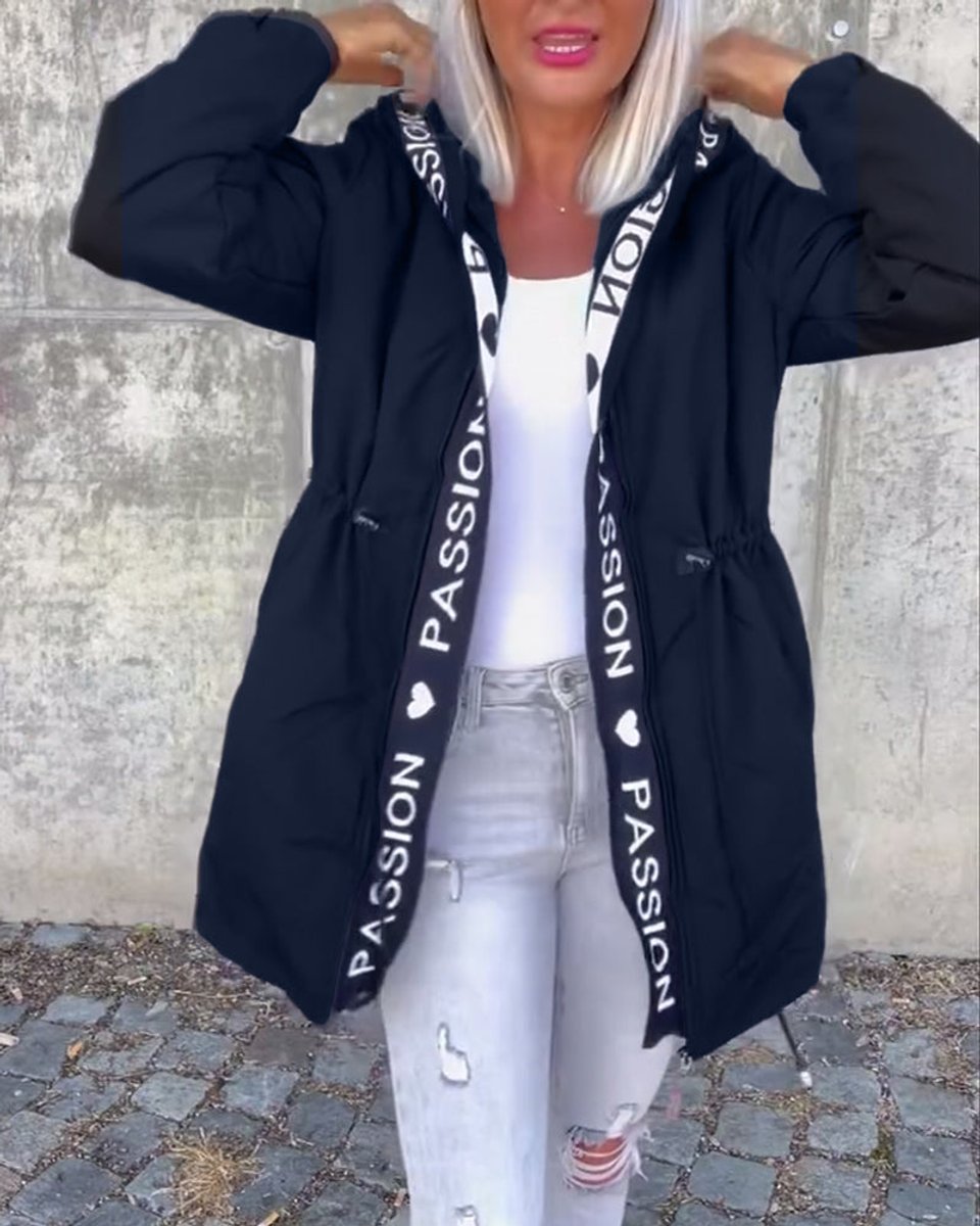 Women's Mid-Thigh Hooded Coat with Adjustable Fit | Johanna in Gray - Juana Fashion
