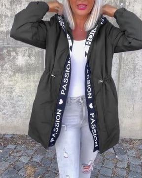 Women's Mid-Thigh Hooded Coat with Adjustable Fit | Johanna in Gray - Juana Fashion