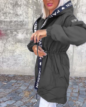 Women's Mid-Thigh Hooded Coat with Adjustable Fit | Johanna in Gray - Juana Fashion
