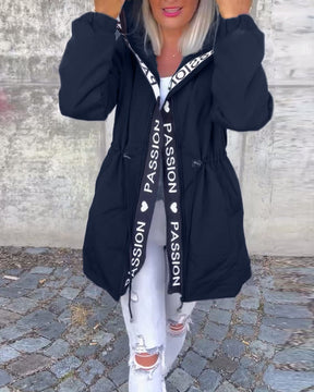 Women's Mid-Thigh Hooded Coat with Adjustable Fit | Johanna in Black - Juana Fashion