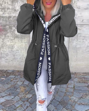 Women's Mid-Thigh Hooded Coat with Adjustable Fit | Johanna in Black - Juana Fashion