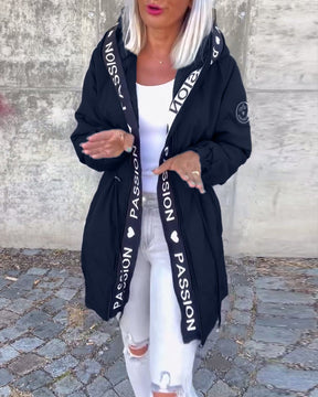 Women's Mid-Thigh Hooded Coat with Adjustable Fit | Johanna in Black - Juana Fashion