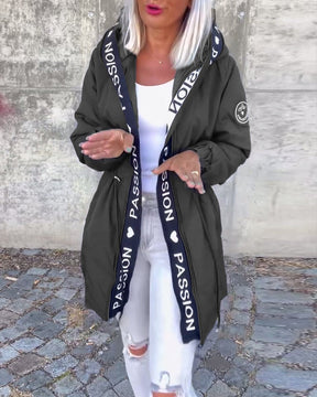 Women's Mid-Thigh Hooded Coat with Adjustable Fit | Johanna in Black - Juana Fashion