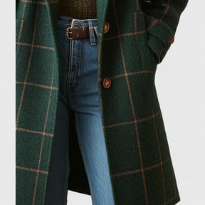 Women's Plaid Wool Coat | Emilia in Dark Green - Juana Fashion