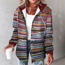 Women's Hooded Plaid Shirt Jacket | Amelie in Dark Red - Juana Fashion