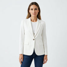 Women's Classic Tailored Single-Button Blazer | Marie in White - Juana Fashion