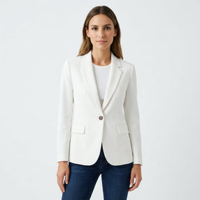 Women's Classic Tailored Single-Button Blazer | Marie in White - Juana Fashion
